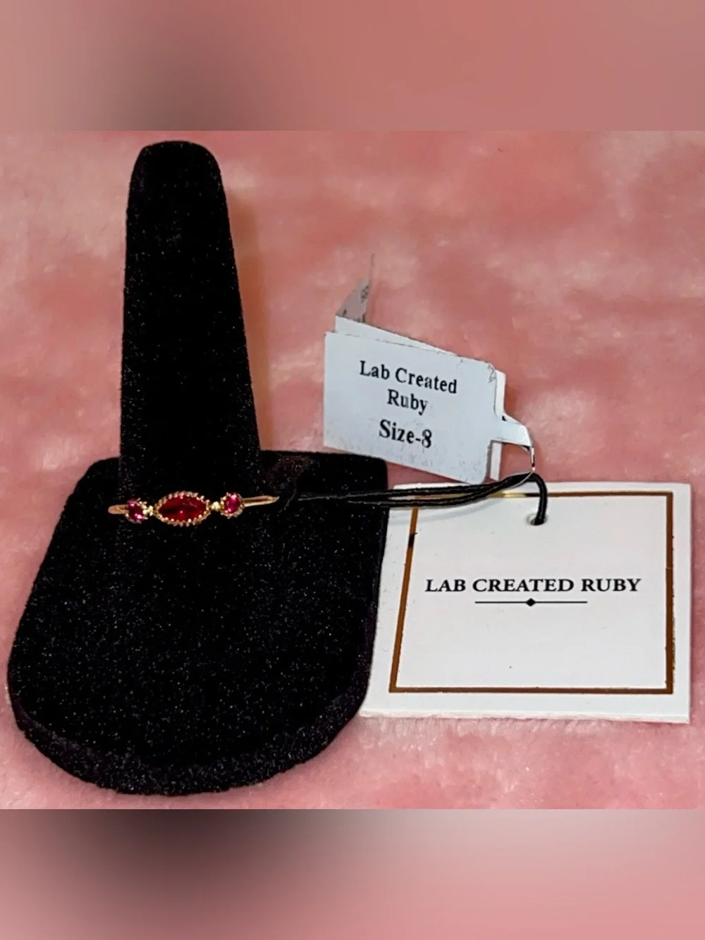 Lab Created Ruby gold tone
